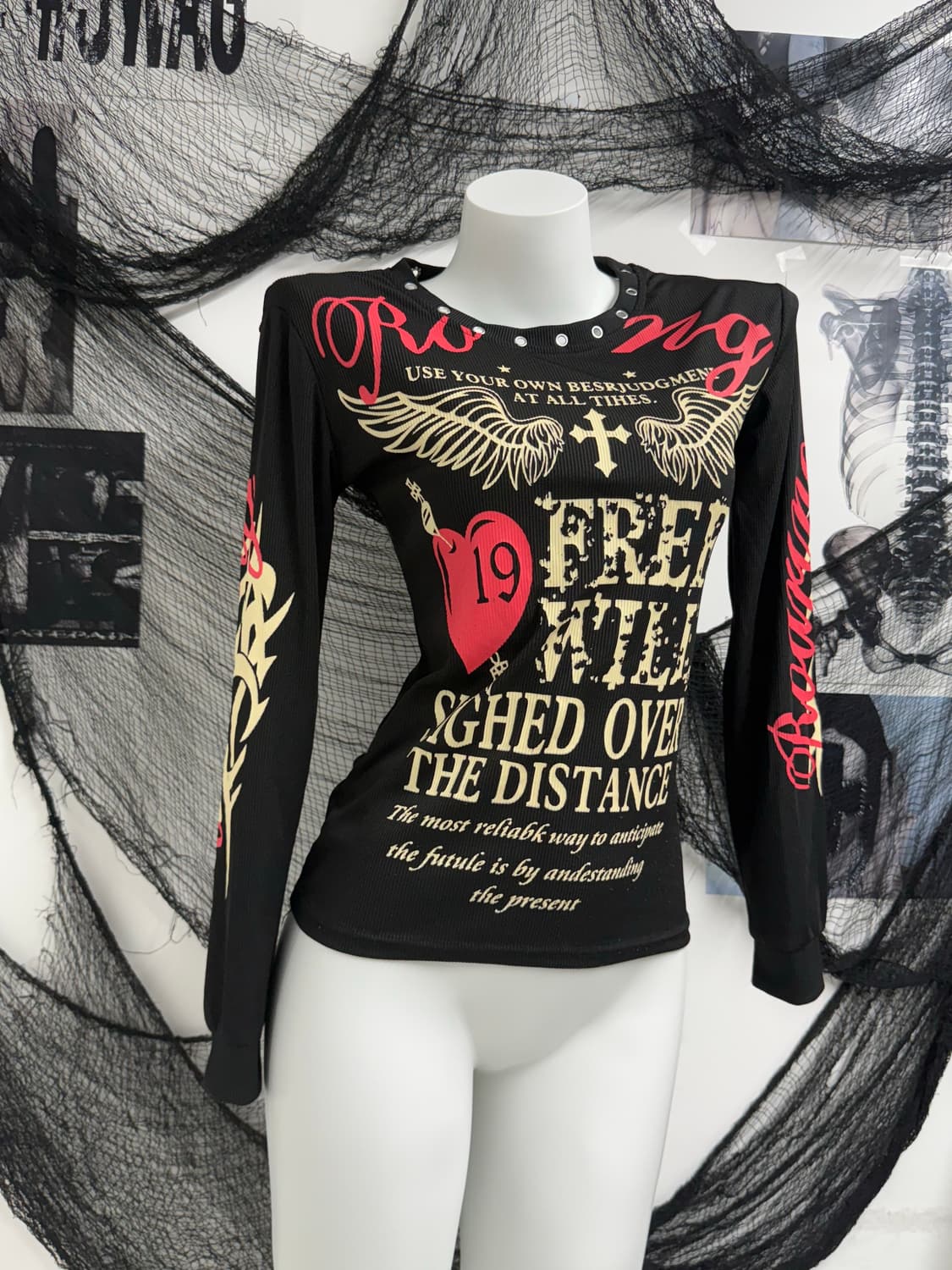 Punk mood wing printing longsleeve  상품이미지1