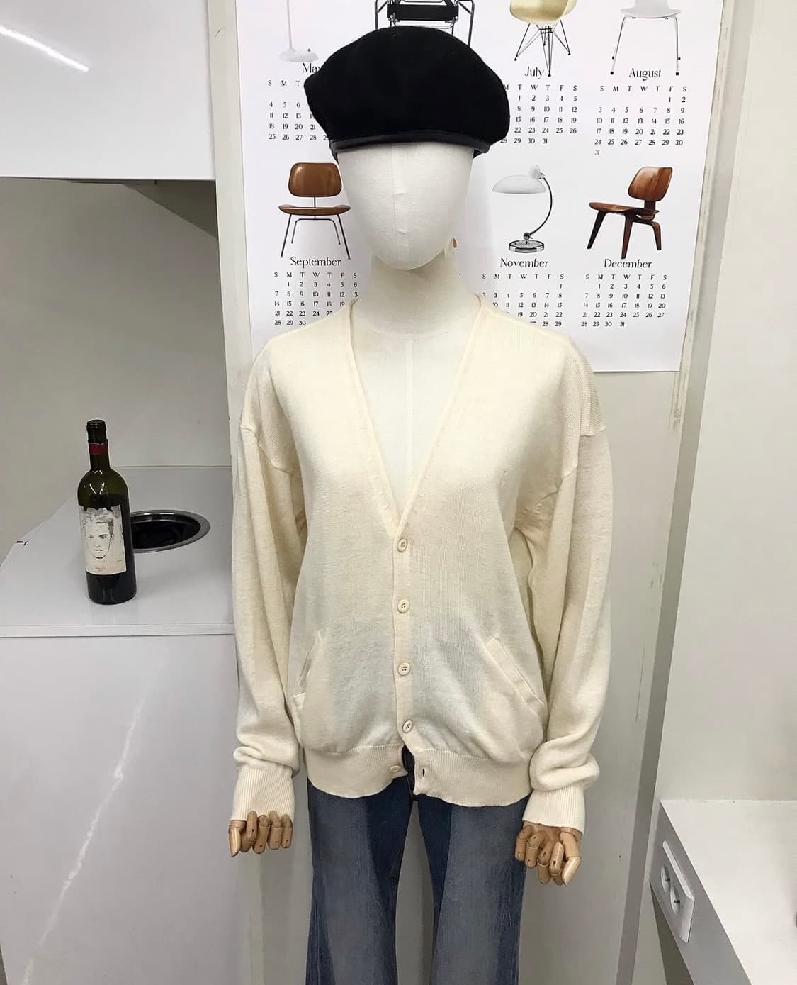 입생로랑 로고 아이보리 가디건 상품이미지5