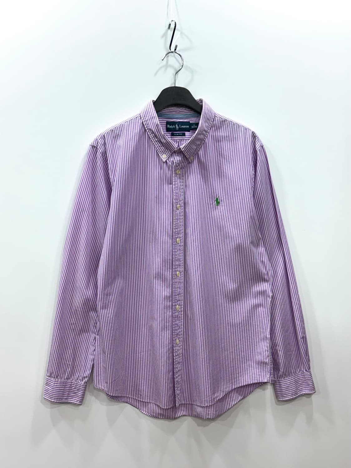 폴로 랄프로렌 스트라이프 셔츠 슬림핏 퍼플 XL 상품이미지4