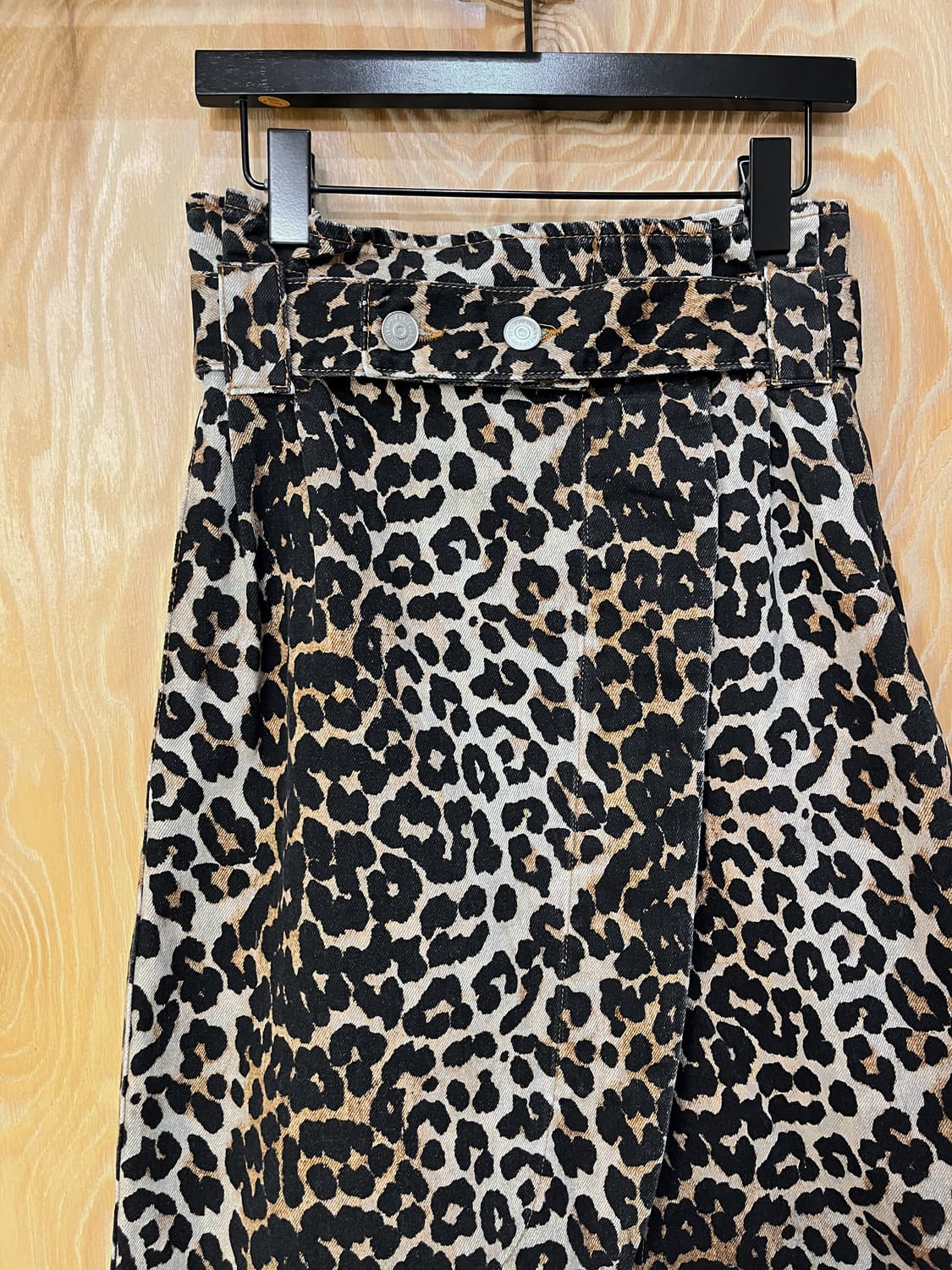 가니 레오파드 비대칭 데님 스커트 상품이미지3