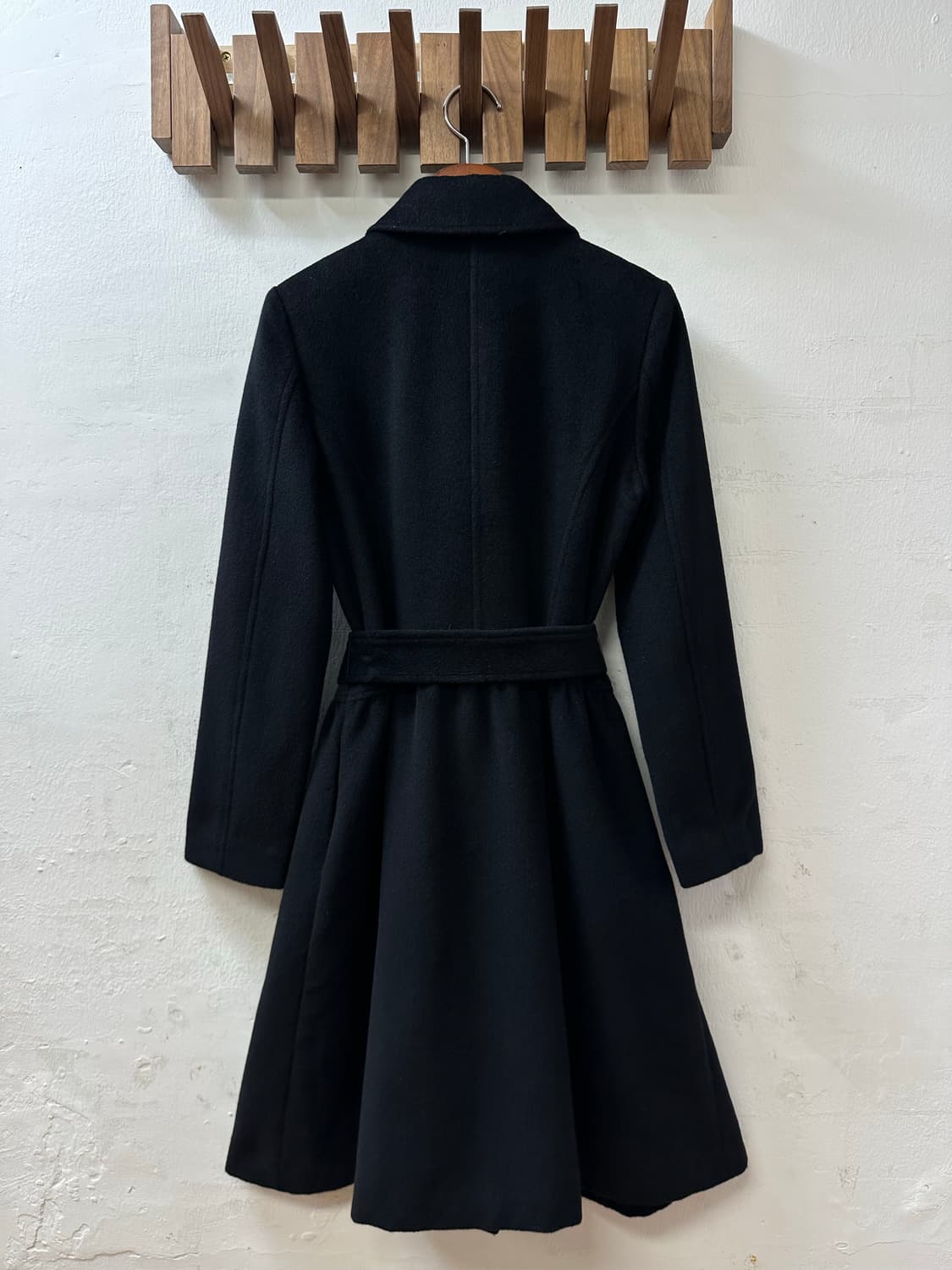 일본빈티지 Private Label 양모울 앙고라 플레어 블랙 코트  상품이미지5