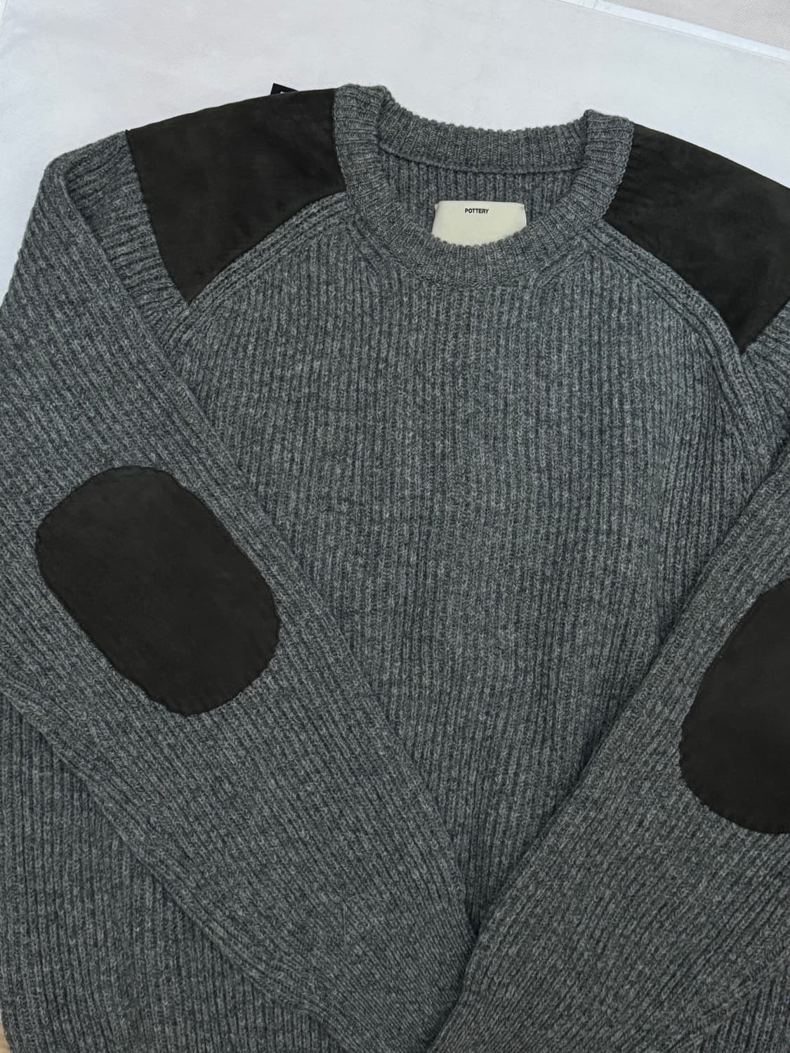 포터리 밀리터리 니트 차콜 3사이즈 상품이미지3