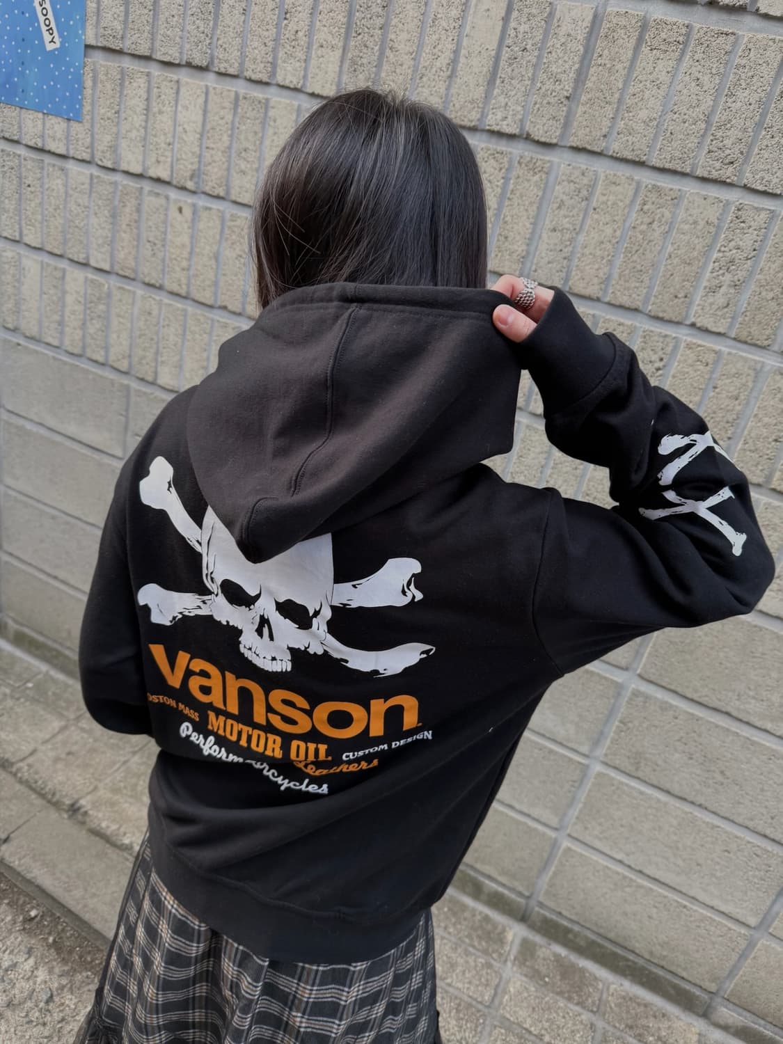 밴슨 오버핏 스컬 로고 후드집업 상품이미지2