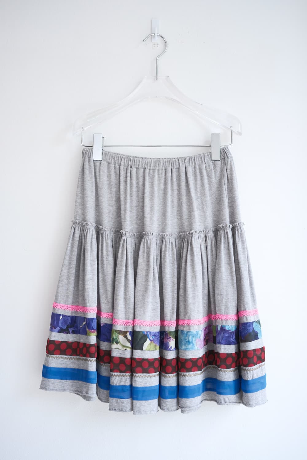 Flower patched jersey gather skirt 상품이미지3