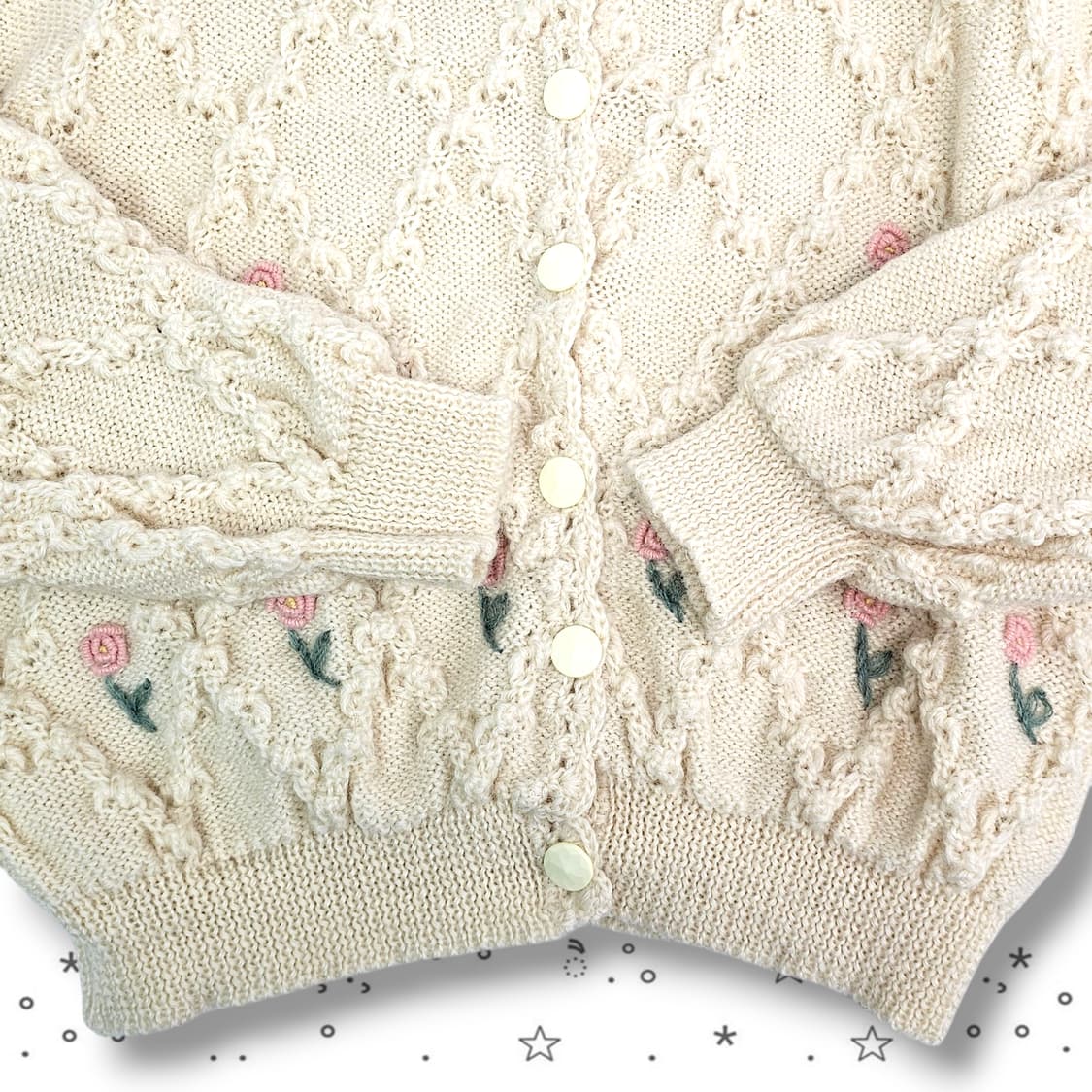 F JPN VTG 장미 자수 가디건 상품이미지3