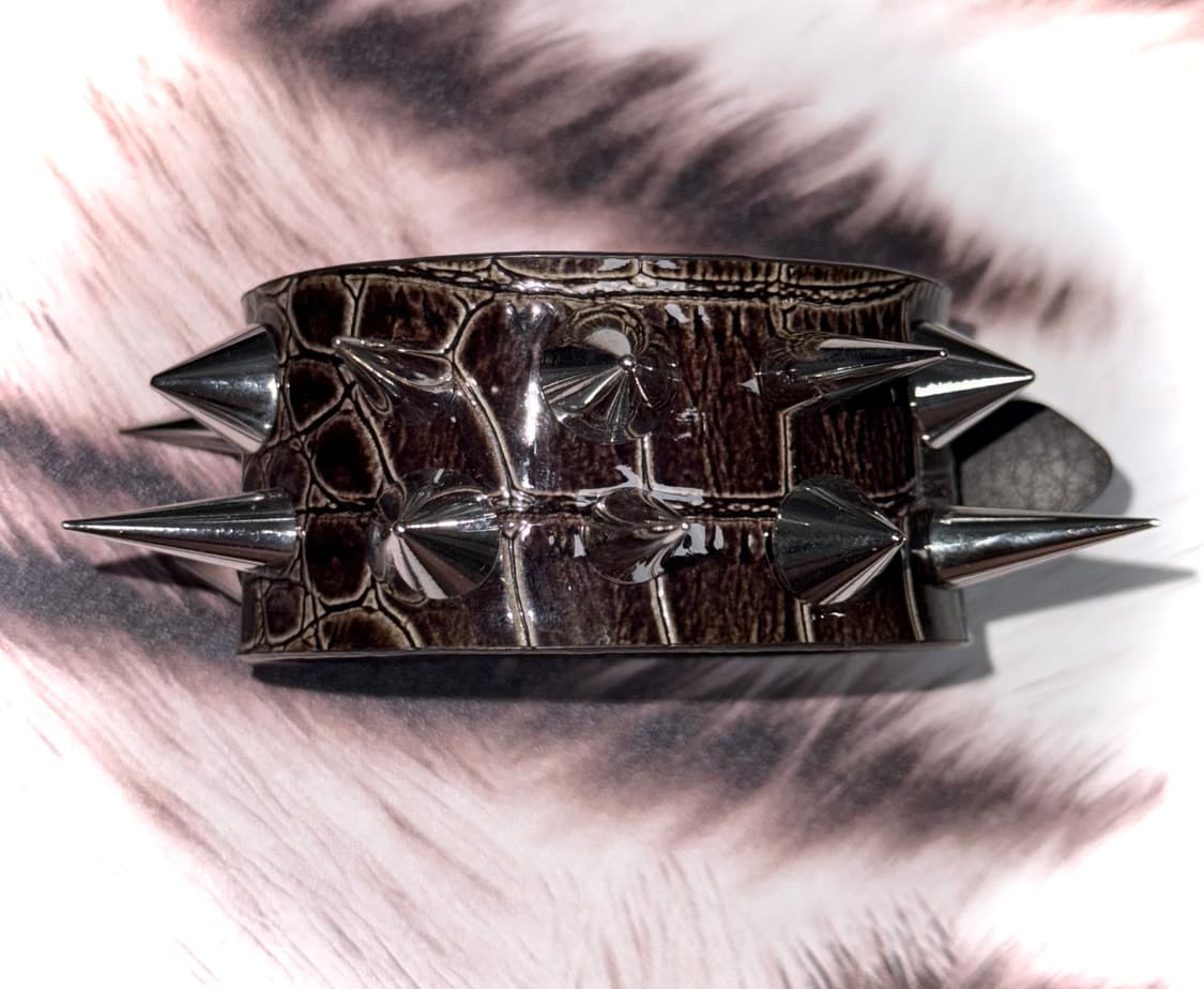 emo 펑크 갸루 스파이크 스터드 가죽 뱅글 팔찌 상품이미지2