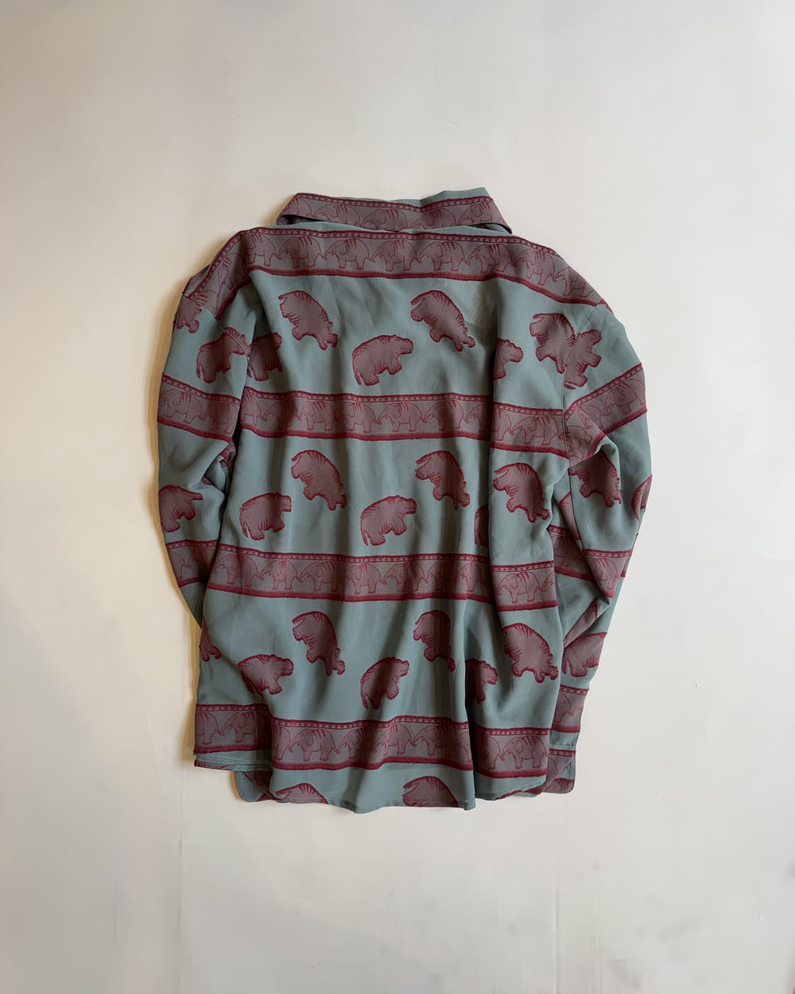 Sage Green Animal Pattern Shirt 상품이미지3