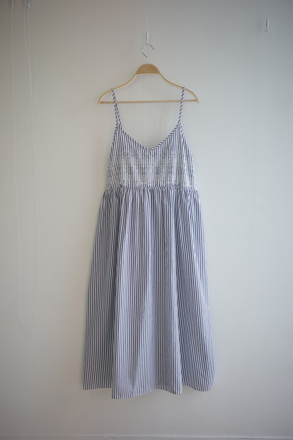 블루 스트라이프 끈 롱원피스  상품이미지1