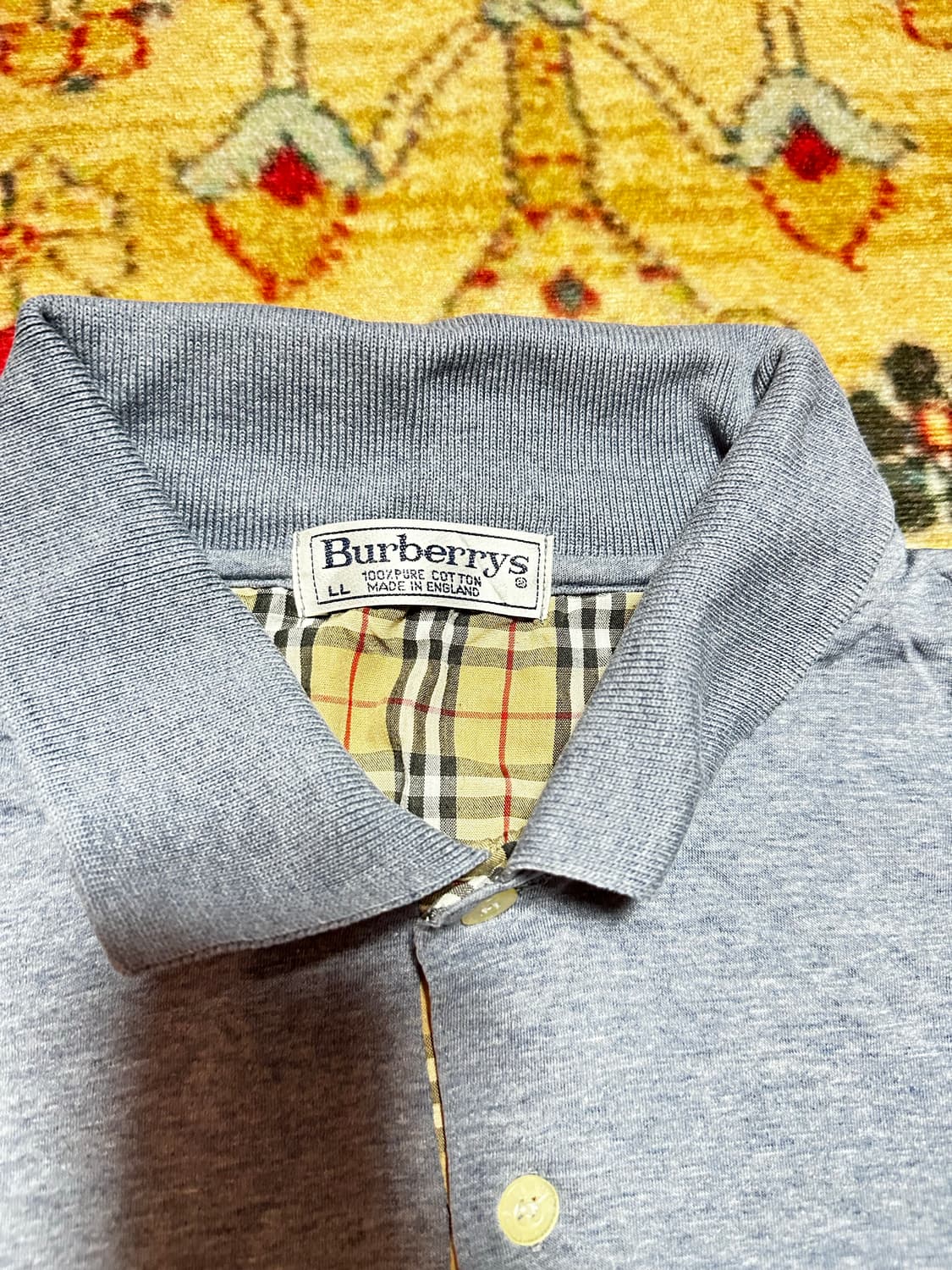 버버리 그레이 긴팔 폴로 티셔츠 LL 상품이미지2