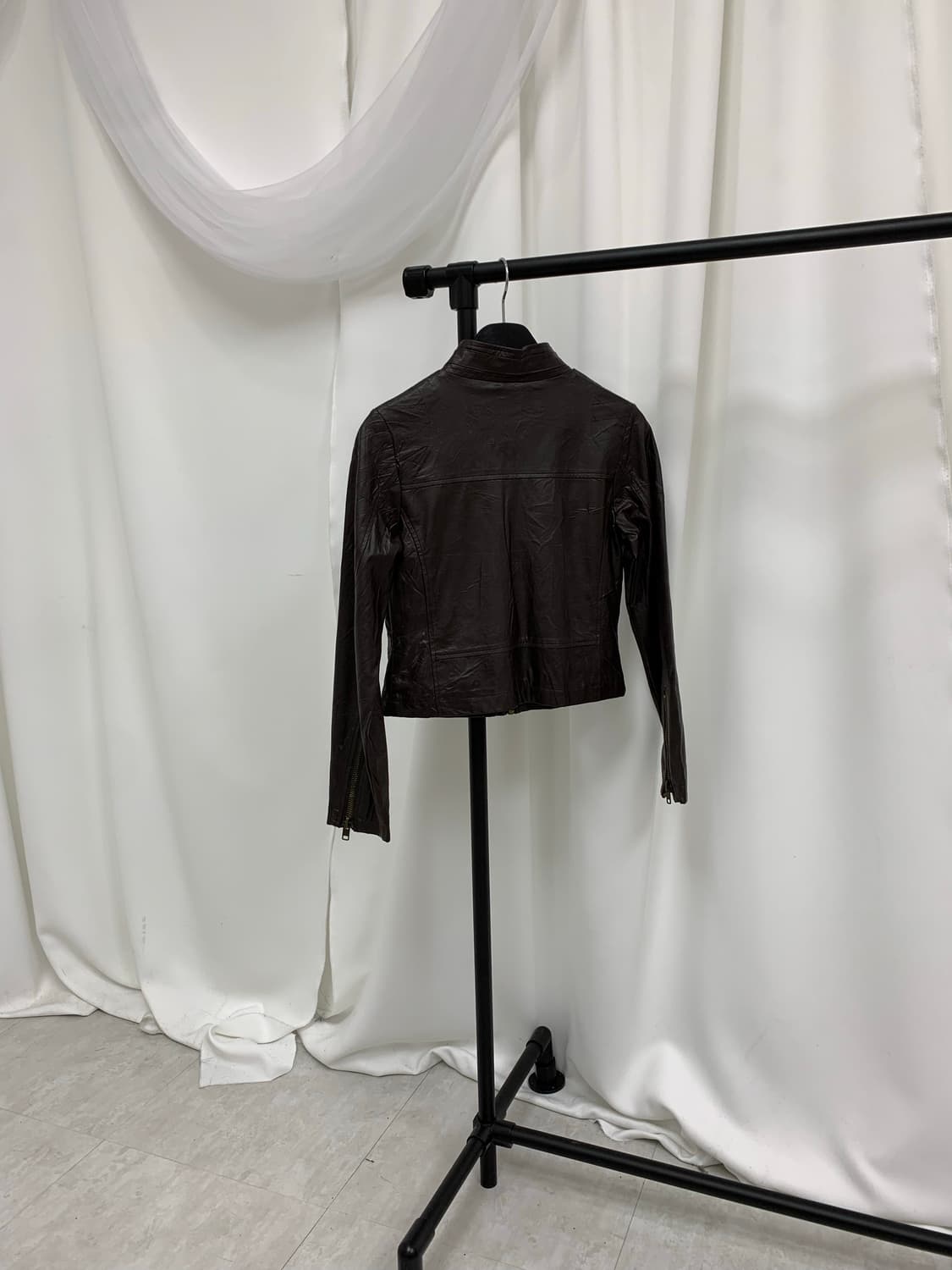 딥브라운 y2k 버클 딱붙 가죽자켓 상품이미지3