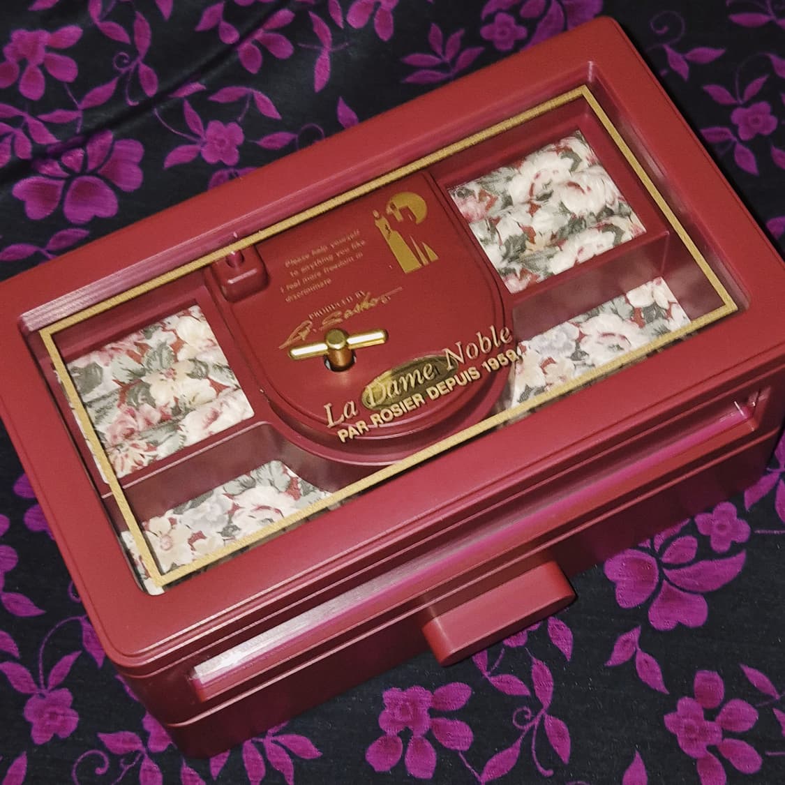 90s 로지에 플로랄 패브릭 오르골 보석함 상품이미지8