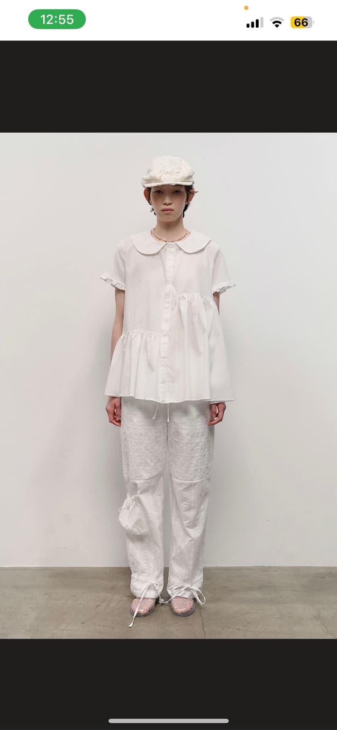 (모카 착용) textured collar top 블라우스 상품이미지2