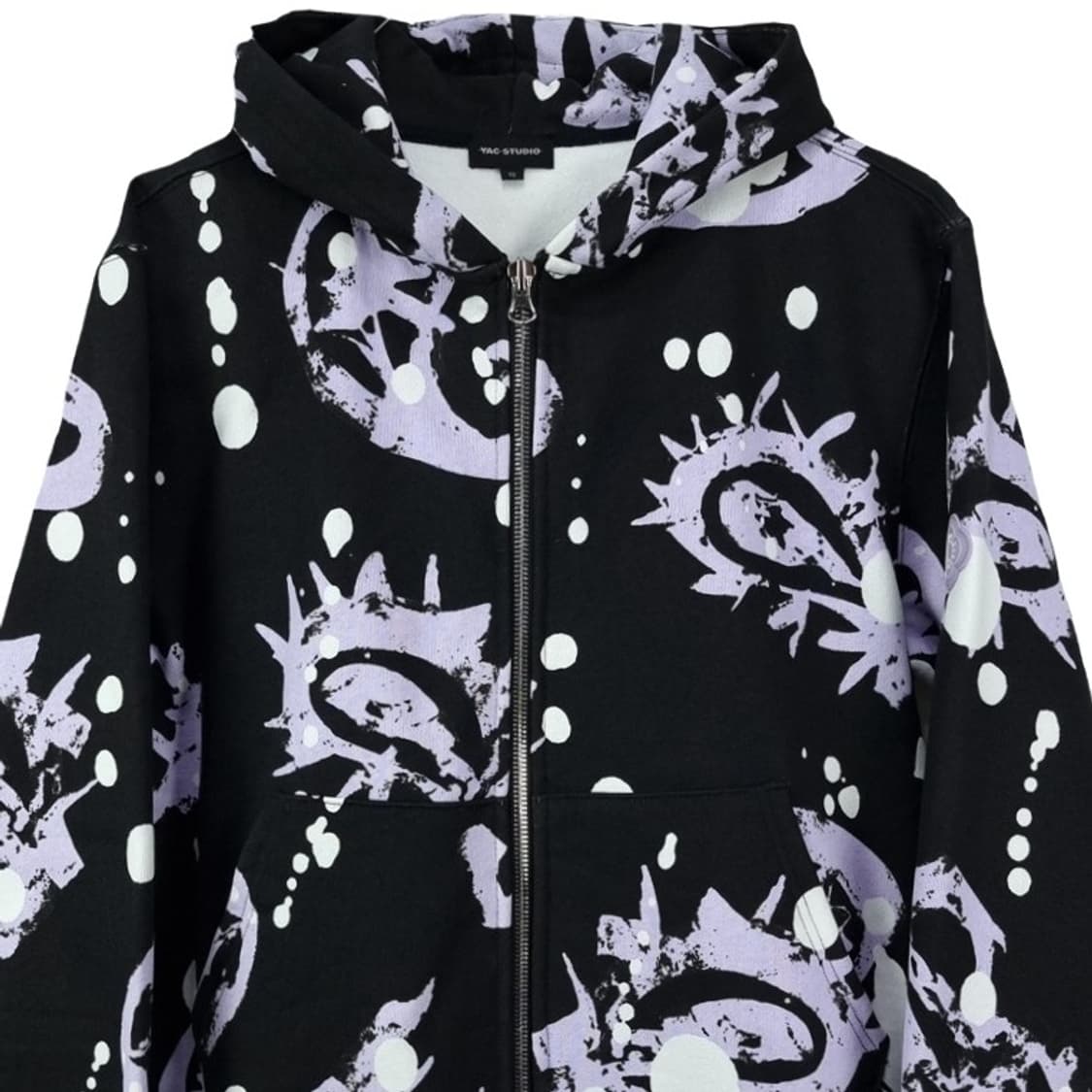 [약스튜디오] 멀티 패턴 루즈핏 후드 집업 블랙 M18268 상품이미지4