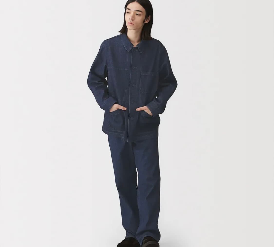 <새상품>무인양품 케이폭 혼방 데님 커버올 재킷 워크자켓 빈티지 자켓 상품이미지4