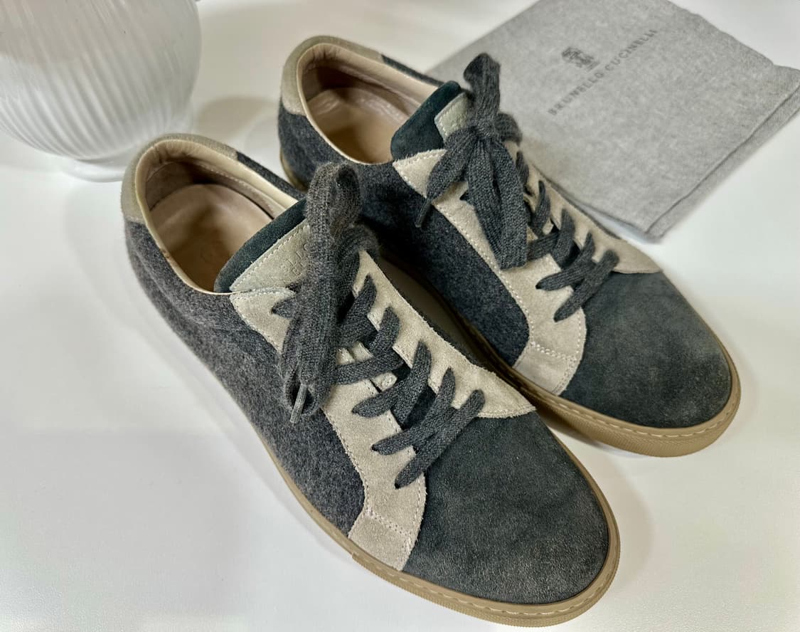 브루넬로 쿠치넬리 스웨이드 그레이 스니커즈 상품이미지1