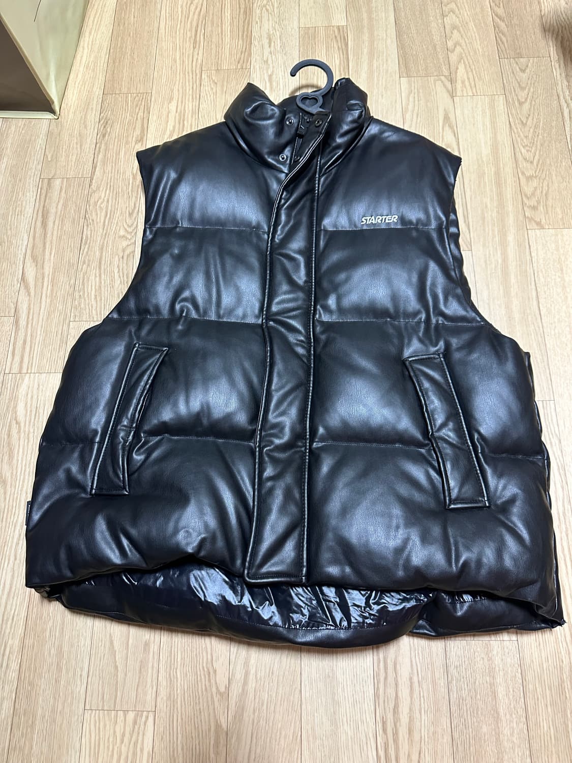 스타터 블랙 레더 패딩 조끼 L 상품이미지1
