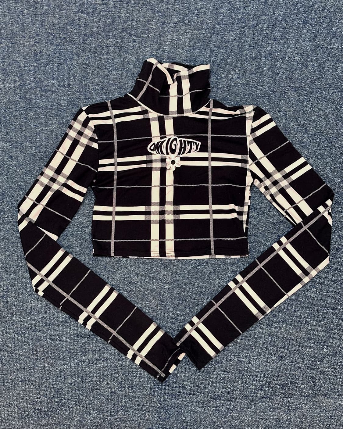 Omighty 체크 목폴라 터틀넥 상품이미지1