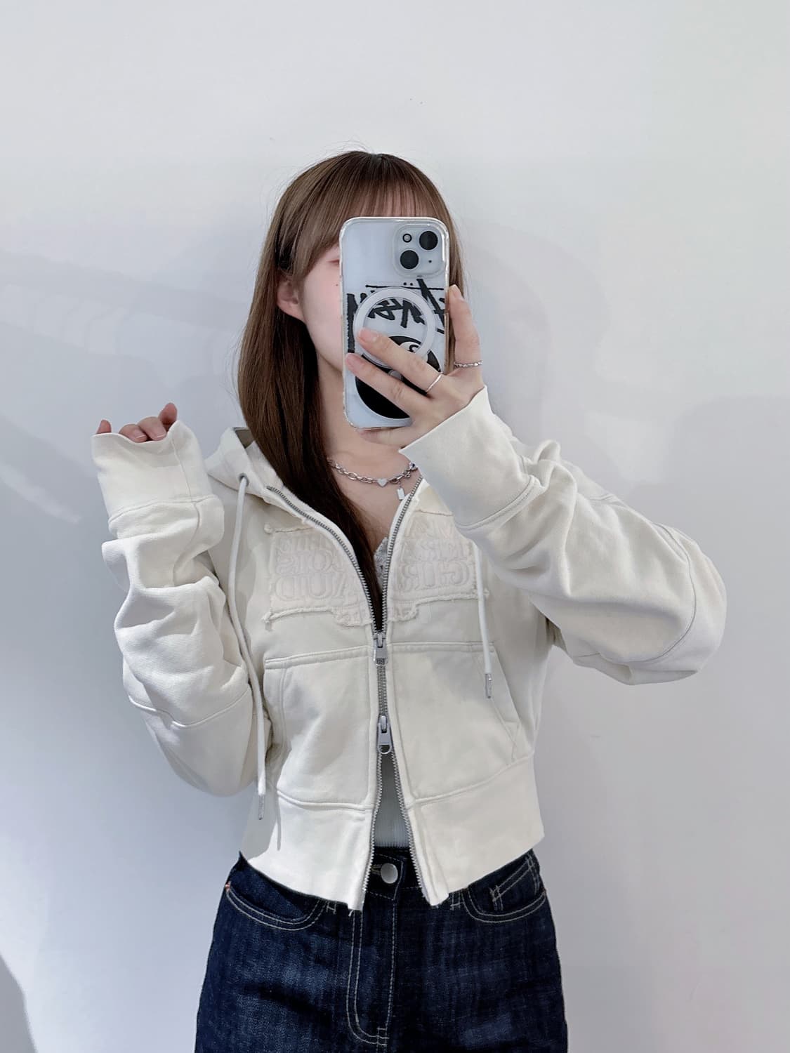 마리떼프랑소와저버 빅로고 크롭 투웨이 후드집업 상품이미지2