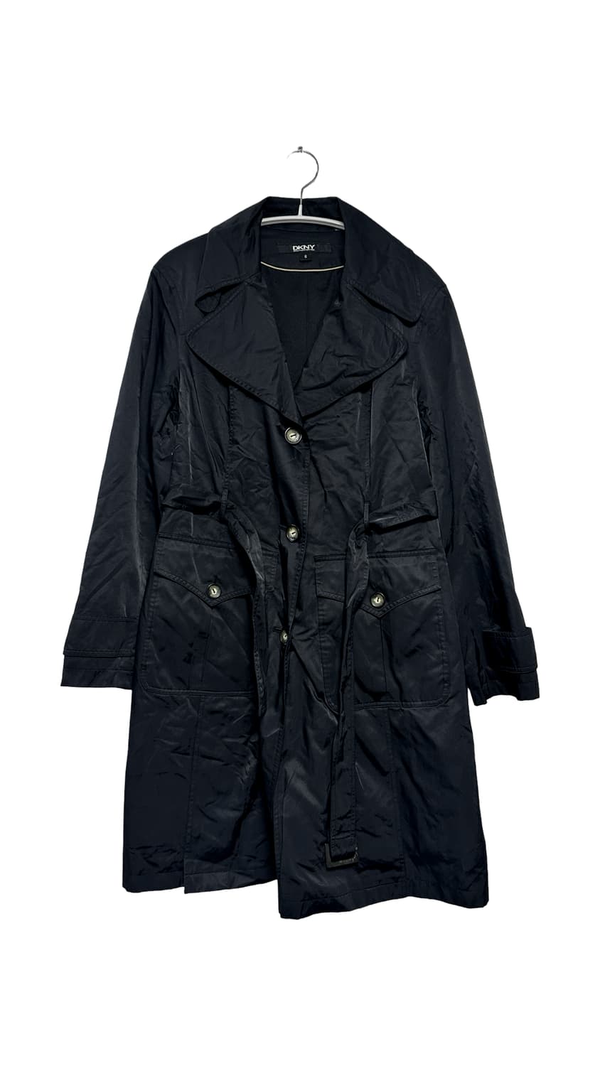 DKNY 블랙 벨티드 트렌치 코트 상품이미지1