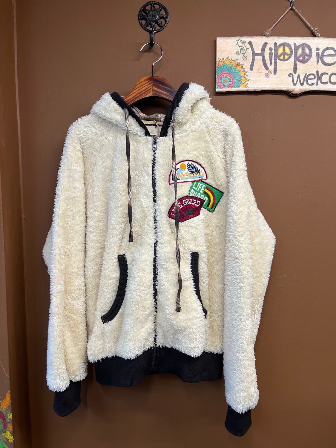 크림아이보리 플리스 후드집업 상품이미지3