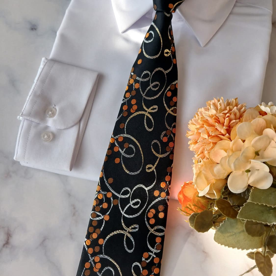 파코라반 실크 블랙 패턴 넥타이 9.5cm A+등급 K19187
 상품이미지5