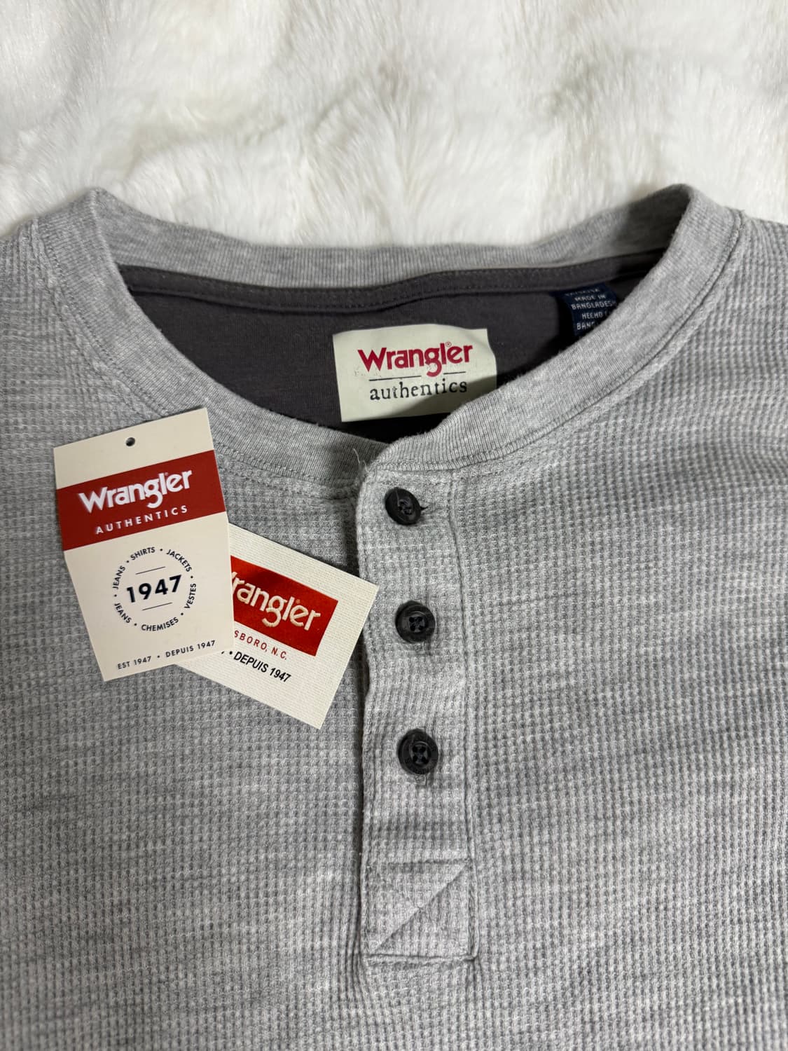 [M] 미국 현행 랭글러 와플 헨리넥 롱슬리브 그레이 상품이미지1