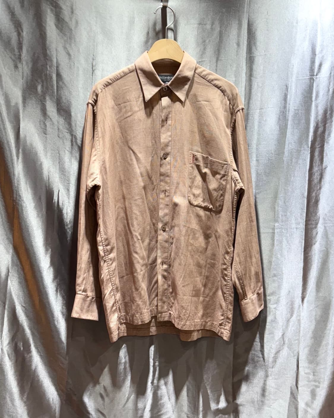 S YSL 입생로랑 오렌지레드 원포켓 체크셔츠 상품이미지2