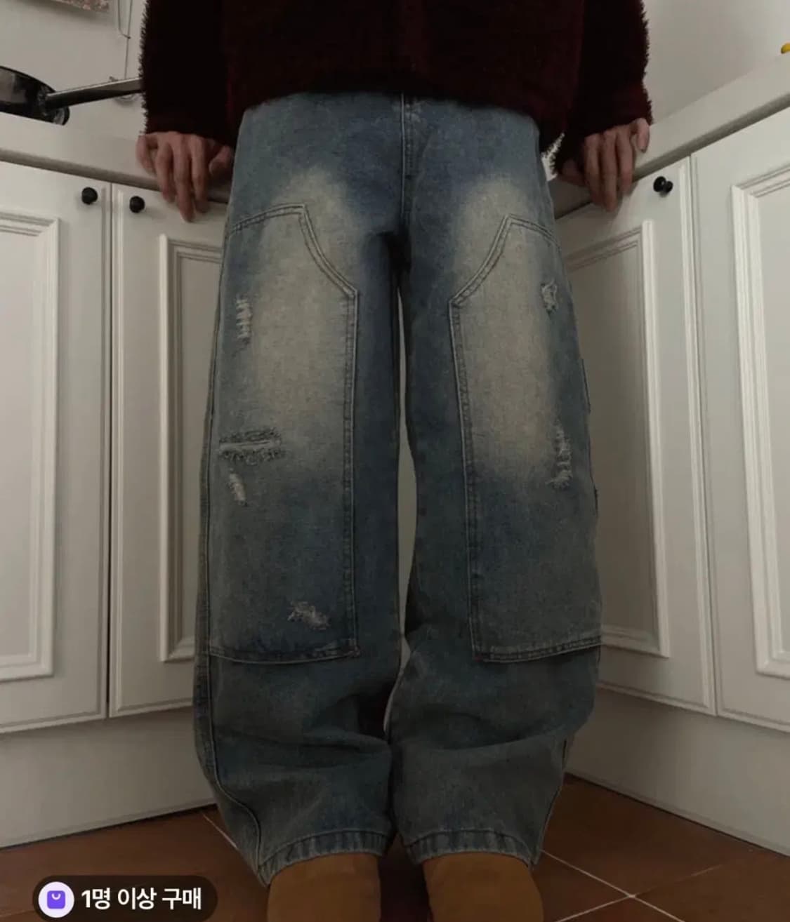 더블니 와이드 데님팬츠 상품이미지1