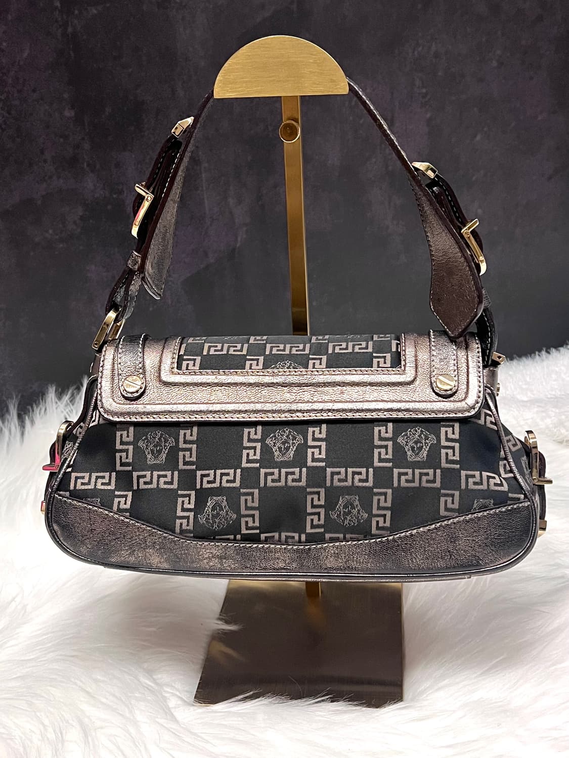 90s versace 베르사체 메두사 자카드 클래식 숄더백 핸드백 상품이미지5