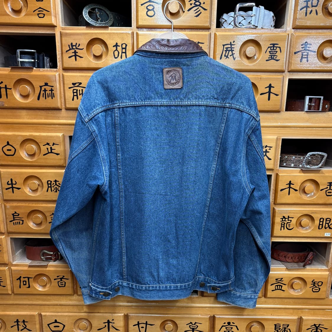 (M) 90s 말보로 레더넥 데님 자켓 상품이미지3