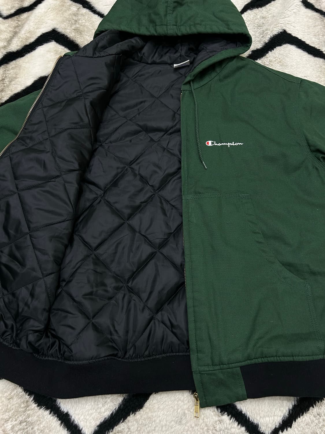 [S]챔피온 누빔 캔버스 워크 후드자켓/그린 상품이미지4