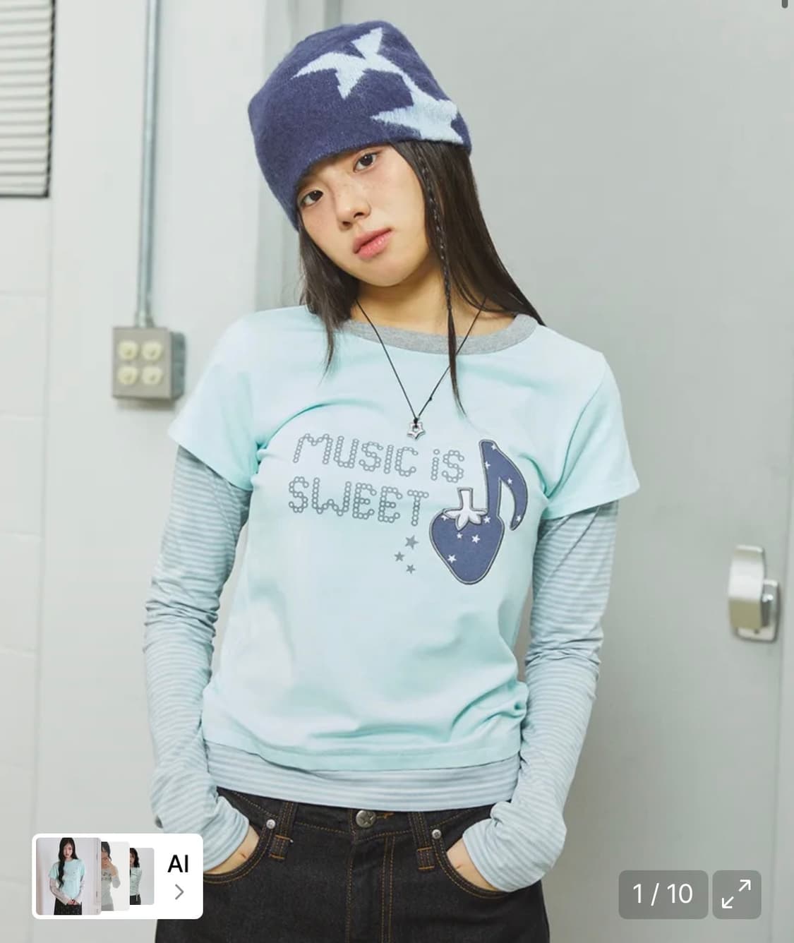 카비시 STRAWBERRY LAYERED LS TEE MINT 상품이미지1