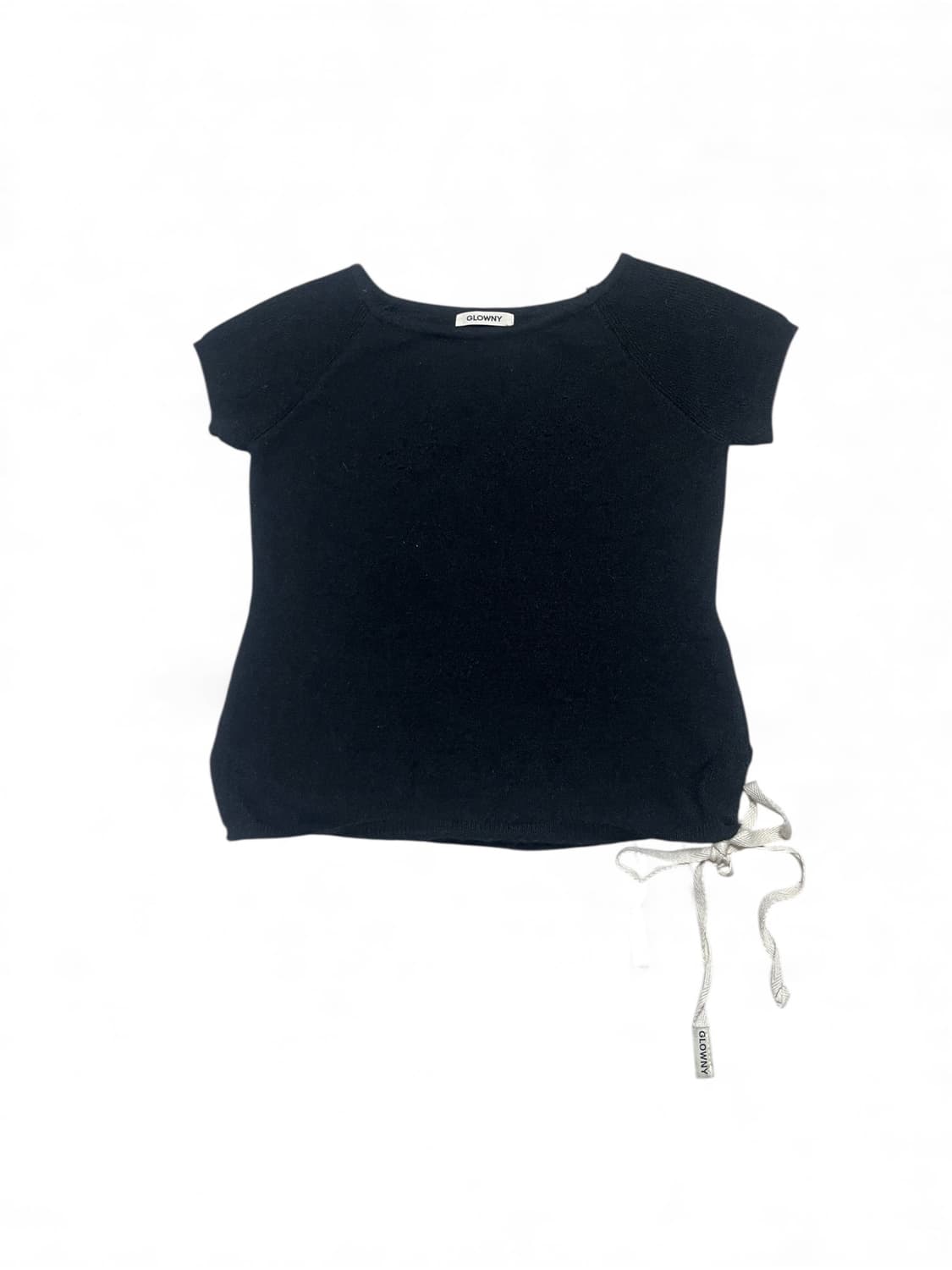 글로니 보우 슬릿 니트 탑 블랙 상품이미지3