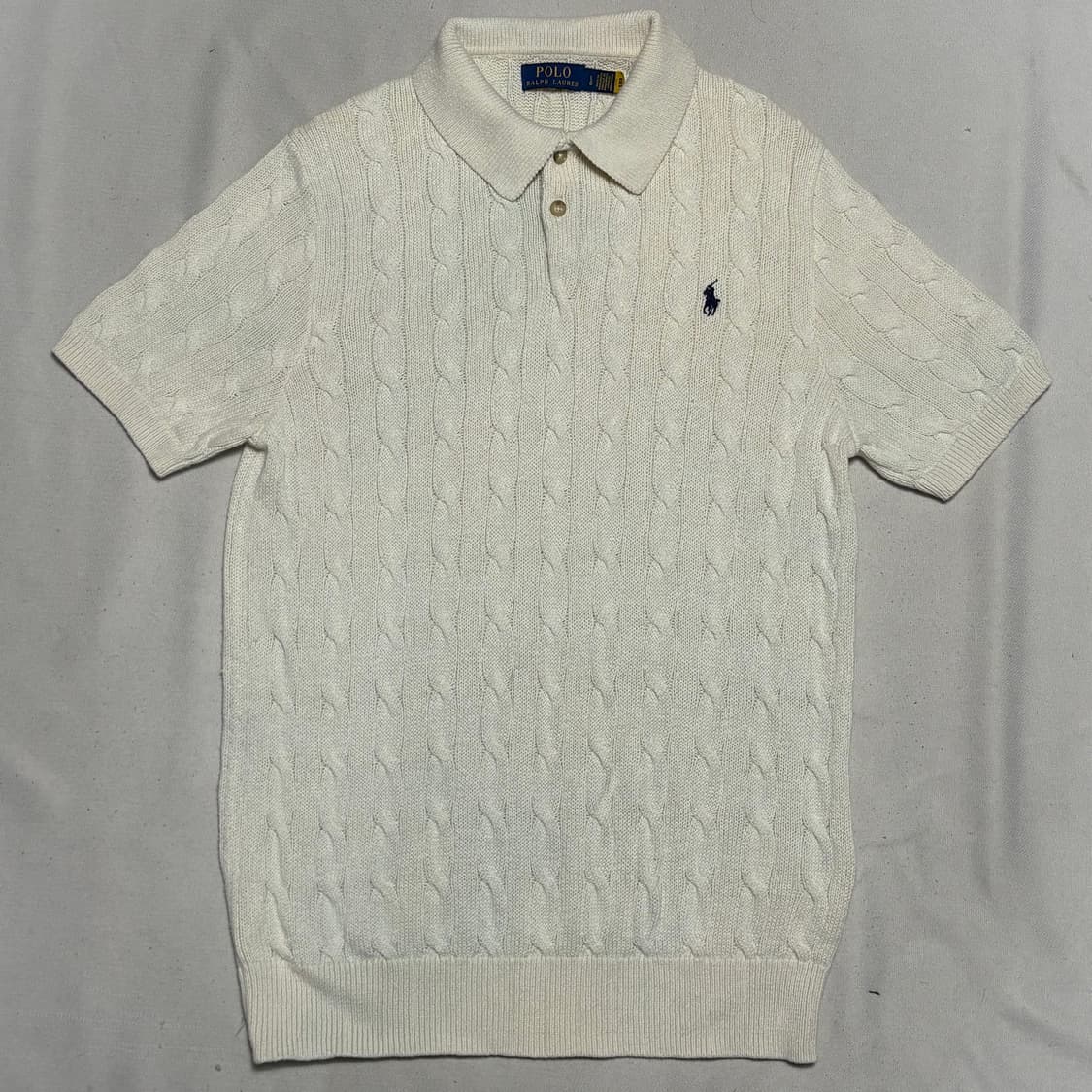 L 폴로랄프로렌 화이트 케이블 반팔 니트 상품이미지2