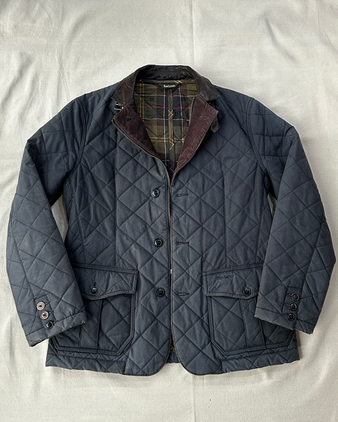 바버 네이비 왁스 퀼팅 자켓 여성 S 상품이미지1