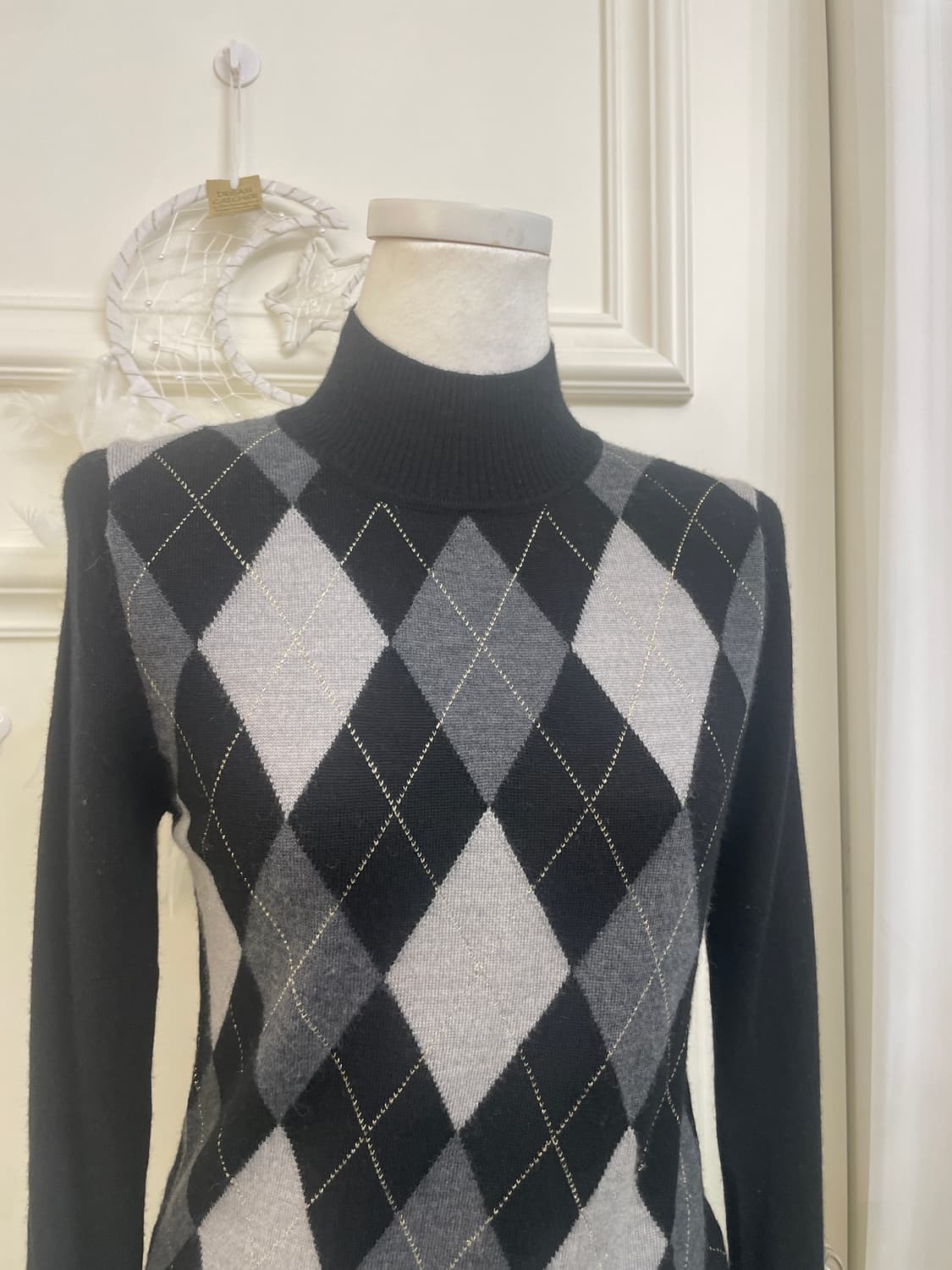 black argyle tutrtle-neck merino wool kn 상품이미지5