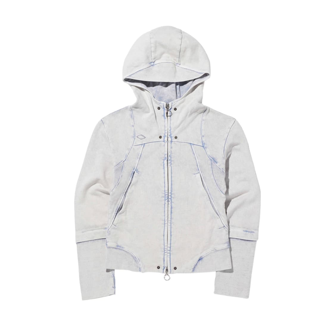 미스치프 롬버스 펀칭 후드집업 블리치드 라이트 블루 M 상품이미지1