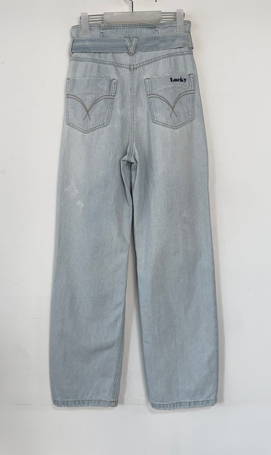 럭키슈에뜨 22 벨티드 와이드 데님 진 상품이미지5
