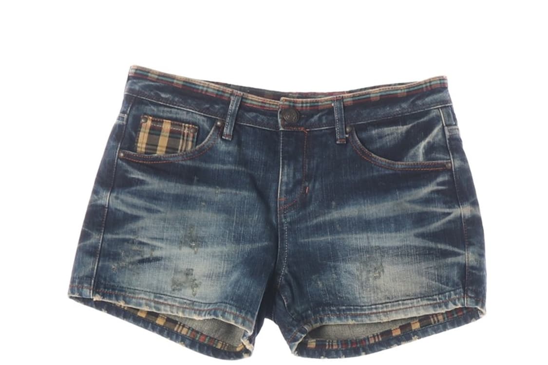 에비수 빈티지 체크 배색 데님 쇼츠 28 상품이미지3