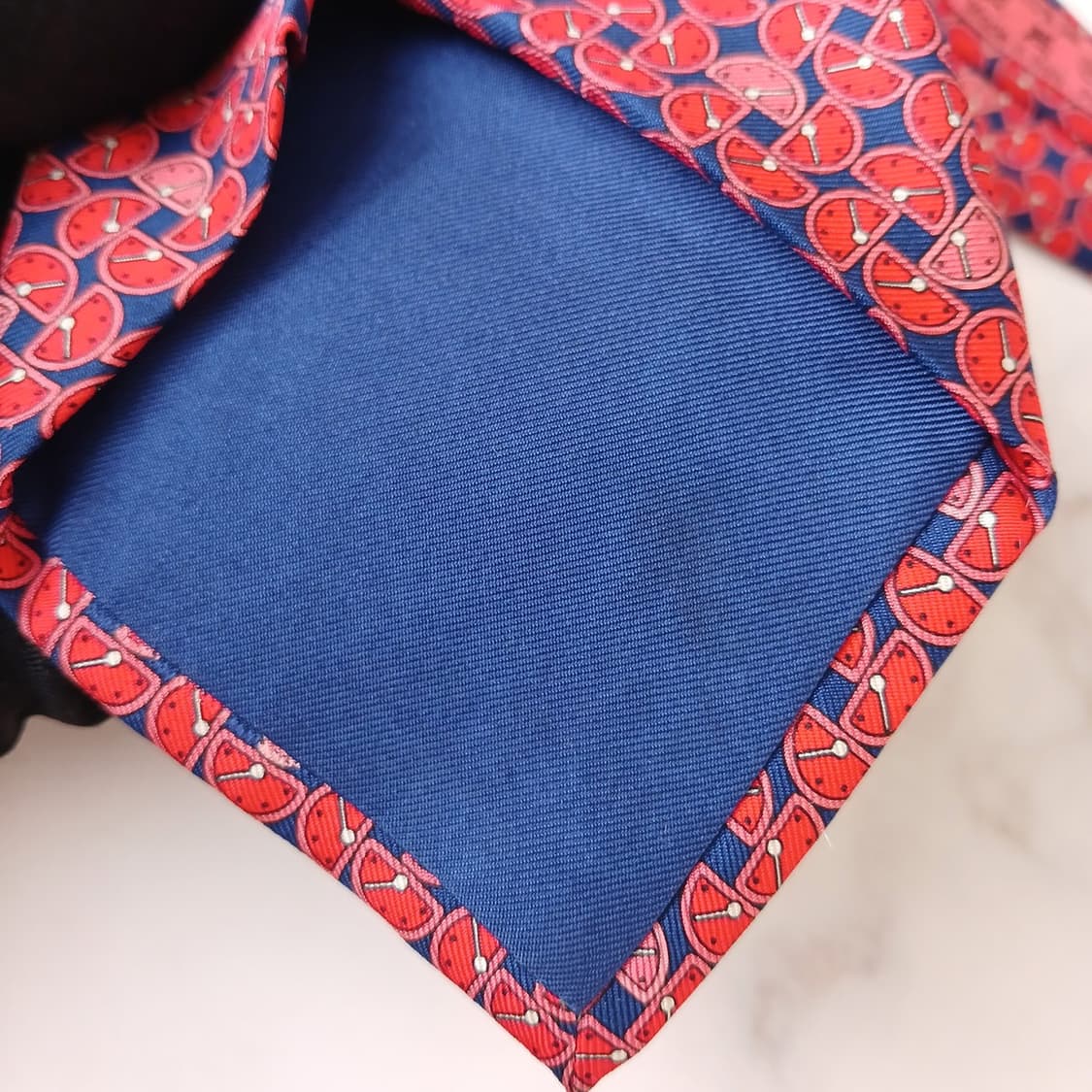 던힐 실크 레드&네이비 과일 시계 넥타이 9.6cm A+등급 A19034 상품이미지8