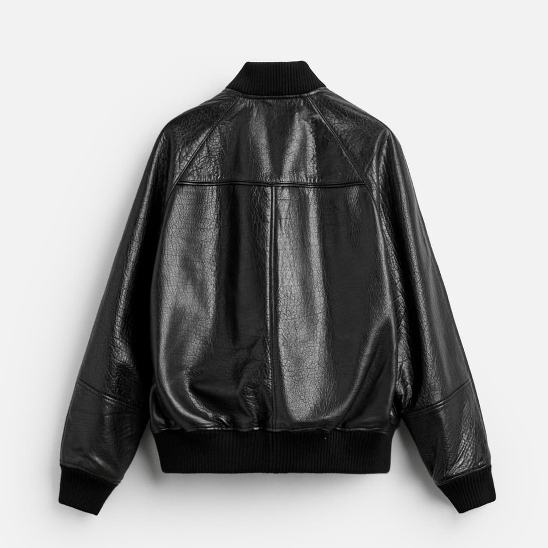 자라 레더 봄버 재킷 바시티 레더 자켓 L 새상품 상품이미지3