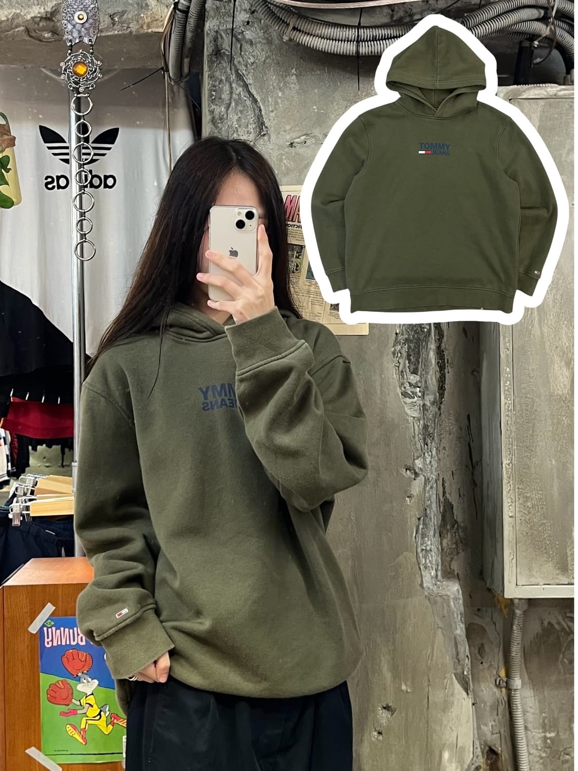 타미힐피거 후드티 올리브 L #csz449 상품이미지1