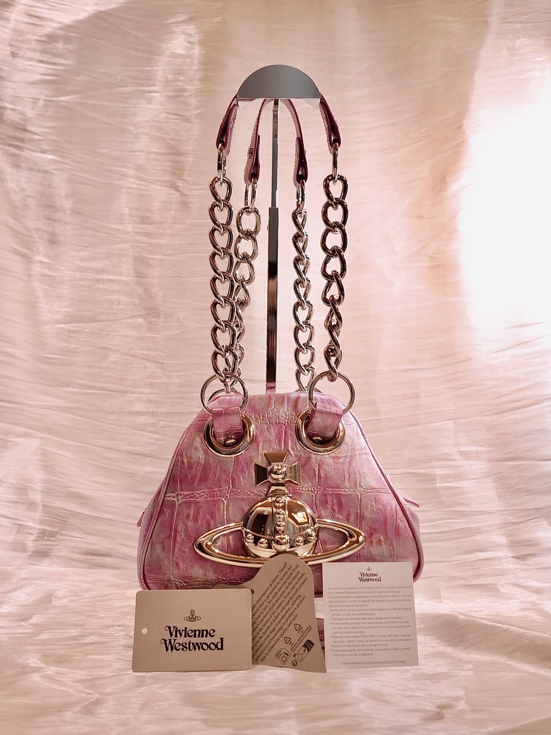 레어 ] 비비안웨스트우드 아카이브 핑크 야스민 숄더백 상품이미지4