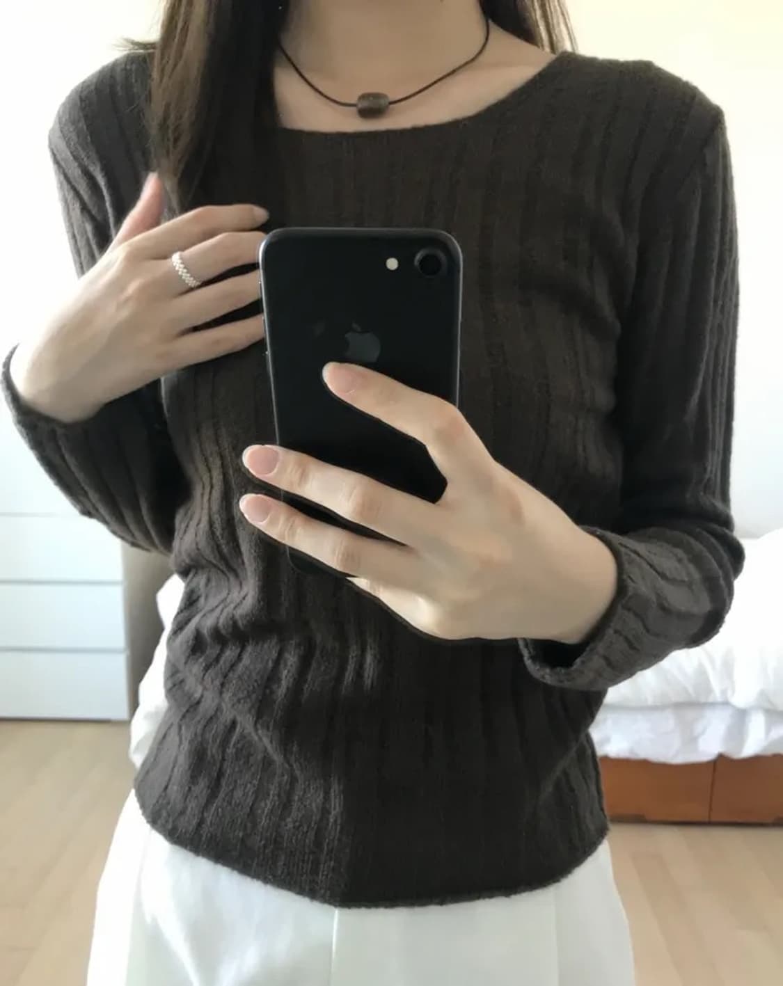 논스탑하우스 라인 모헤어 니트 브라운 에이블리 상품이미지2