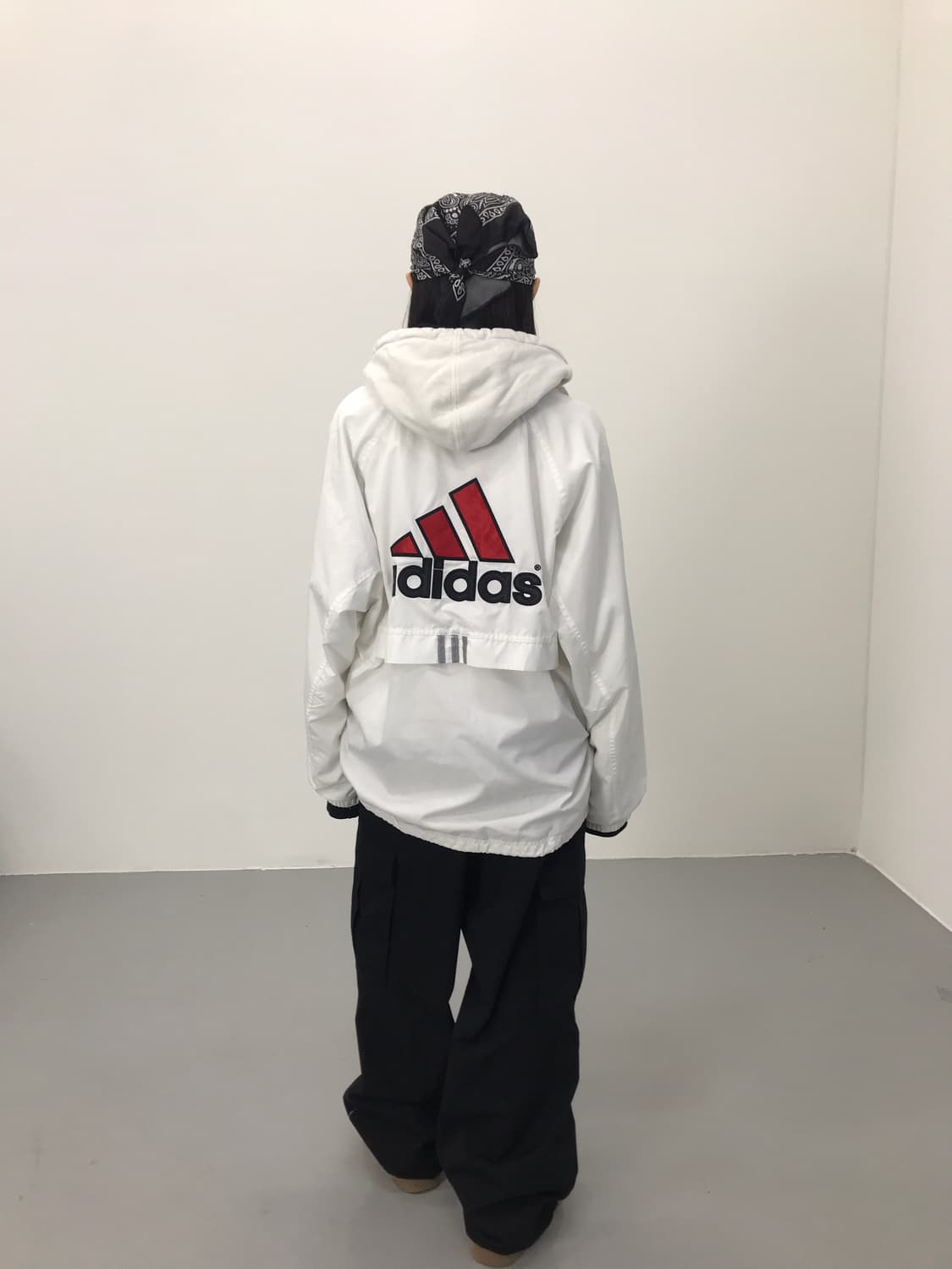 90's 아디다스 올드스쿨 백로고 화이트 바람막이 상품이미지1