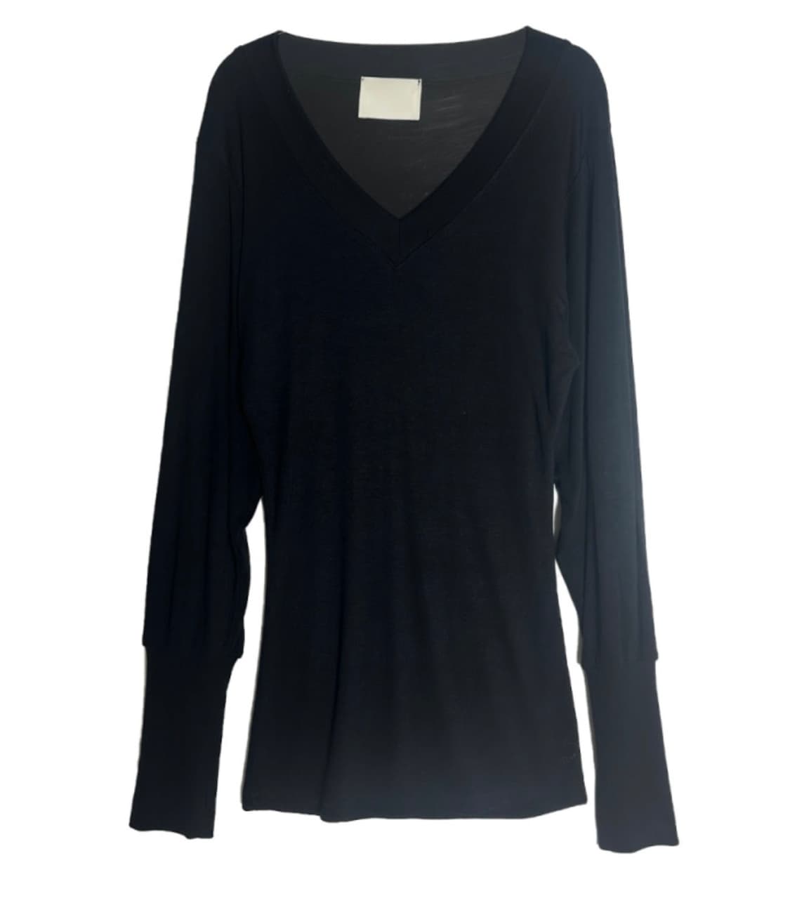 이너뮤트 브이넥 워머 긴팔티 v-neck femme top 블랙 상품이미지3