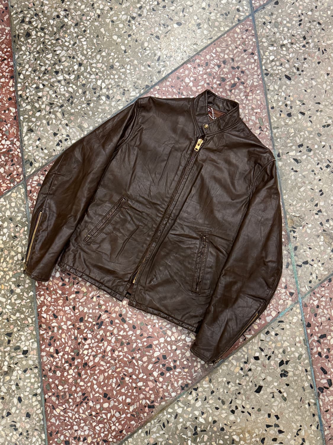 70s Leather garment 브라운 싱글 레더자켓 (40) 상품이미지2