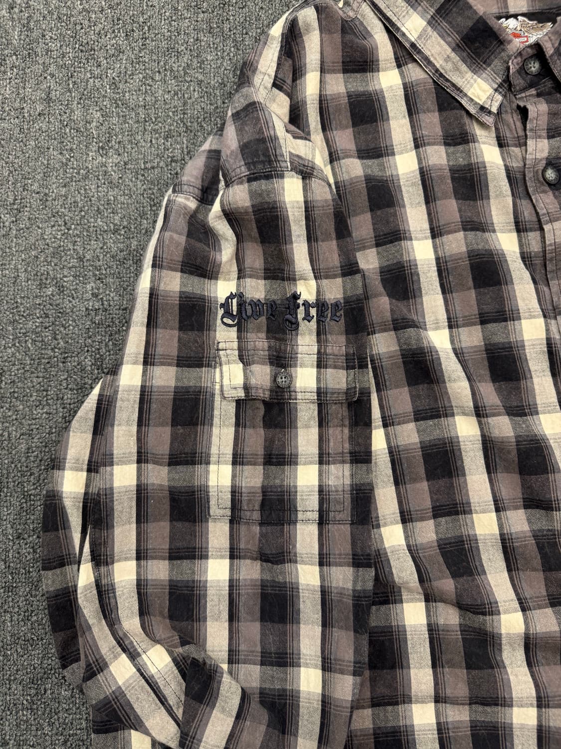 3XL)할리데이비슨 빈티지 자수 체크 긴팔셔츠 상품이미지4