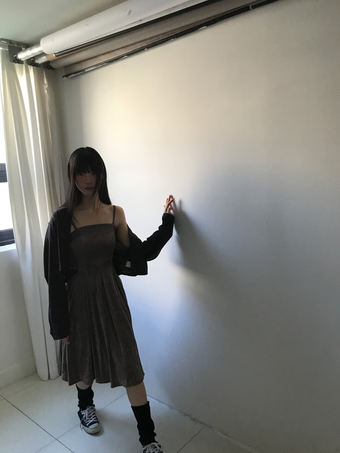 Velvet brown slip dress 상품이미지7