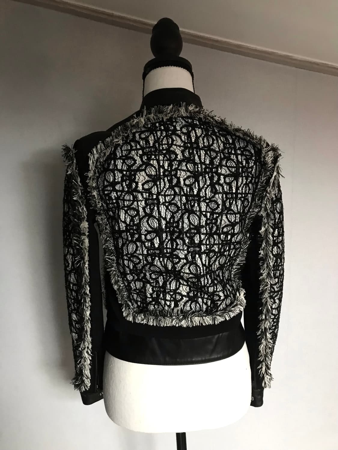 Tasi Tweed Panel Lambskin Leather Jacket 상품이미지3